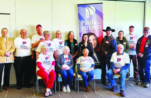 A group of strong supporters turned out to listen to and speak with Paula McPheeters on Saturday, April 6, at the Greenhorn Valley Library. Photo by Shirley Pigg